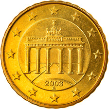 GERMANY - FEDERAL REPUBLIC, 10 Euro Cent, 2003, Berlin, MS(65-70), Brass, KM:210