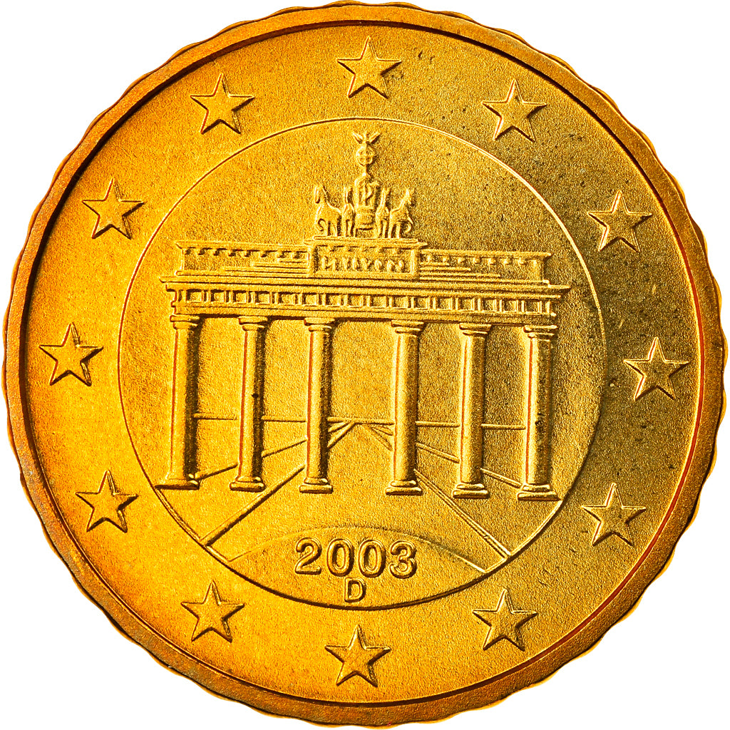 GERMANY - FEDERAL REPUBLIC, 10 Euro Cent, 2003, Munich, MS(65-70), Brass, KM:210