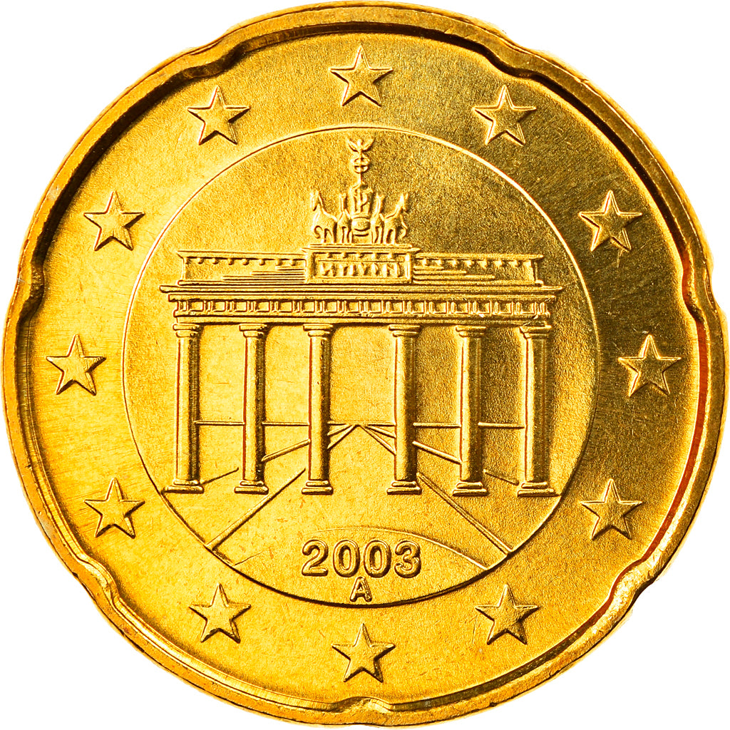 Niemcy - RFN, 20 Euro Cent, 2003, Berlin, MS(65-70), Mosiądz, KM:211