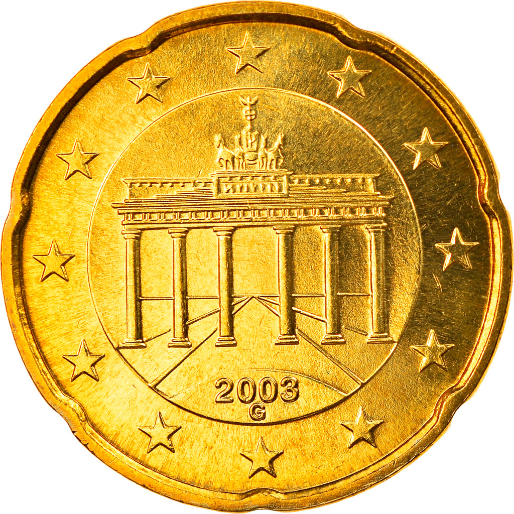 ALEMANHA - REPÚBLICA FEDERAL, 20 Euro Cent, 2003, Karlsruhe, MS(65-70), Latão