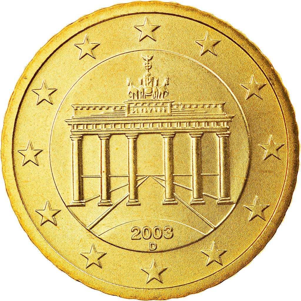 GERMANY - FEDERAL REPUBLIC, 50 Euro Cent, 2003, Munich, MS(65-70), Brass, KM:212