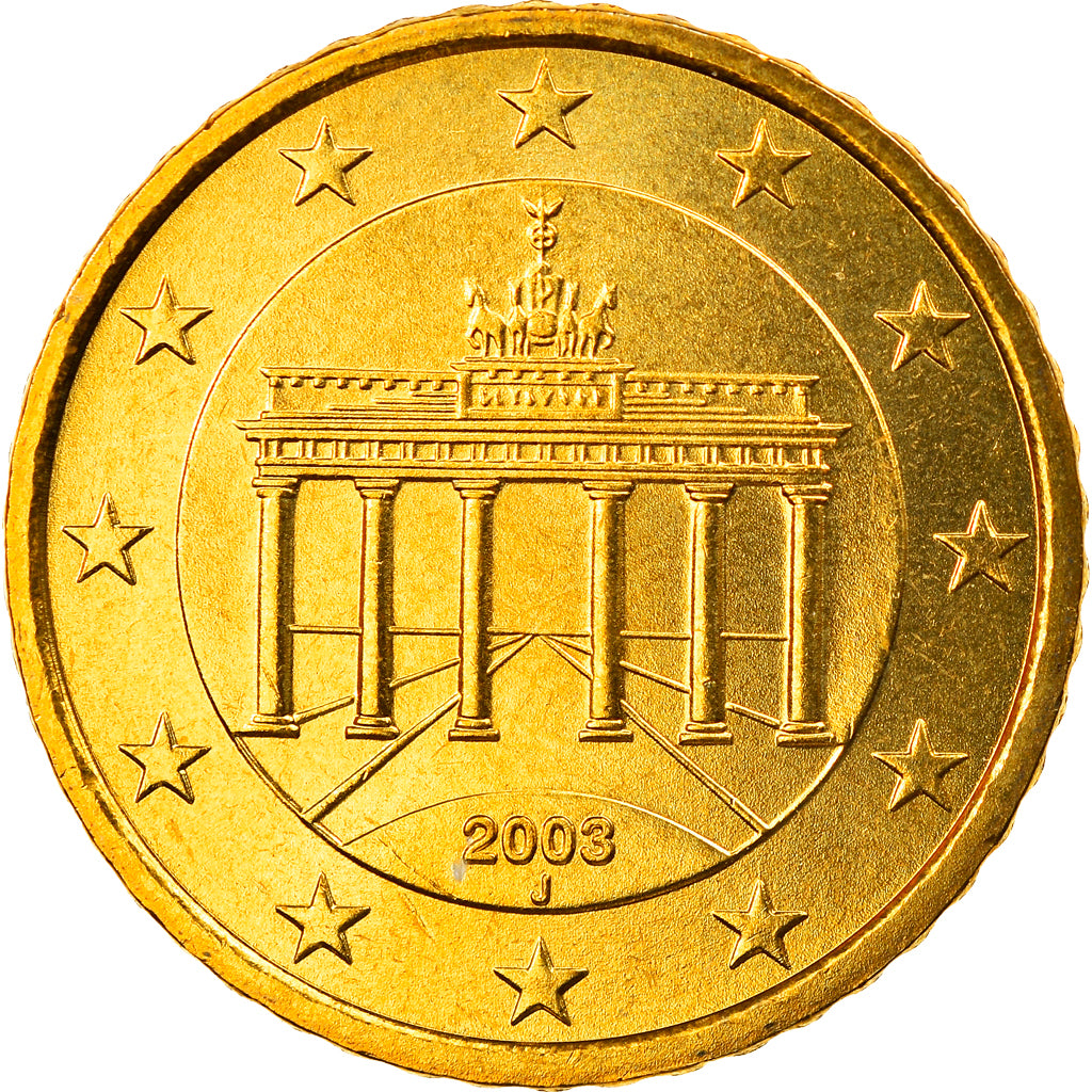 GERMANY - FEDERAL REPUBLIC, 50 Euro Cent, 2003, Hambourg, MS(65-70), Brass