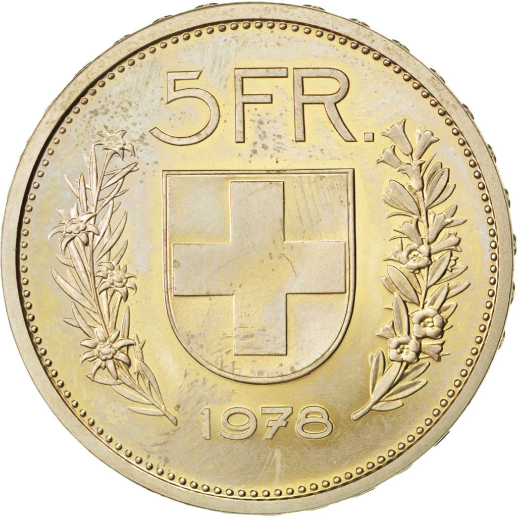Coin, Switzerland, 5 Francs, 1978, MS(63), Copper-nickel, KM:40a.1
