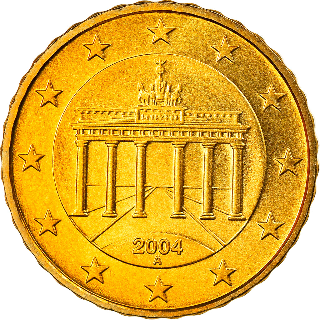 GERMANY - FEDERAL REPUBLIC, 10 Euro Cent, 2004, Berlin, MS(65-70), Brass, KM:210
