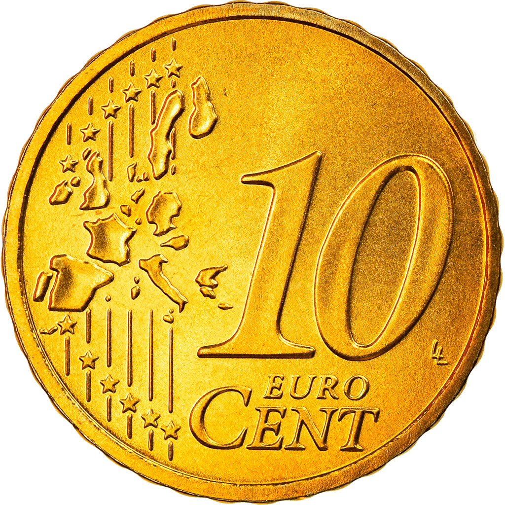 GERMANY - FEDERAL REPUBLIC, 10 Euro Cent, 2004, Berlin, MS(65-70), Brass, KM:210