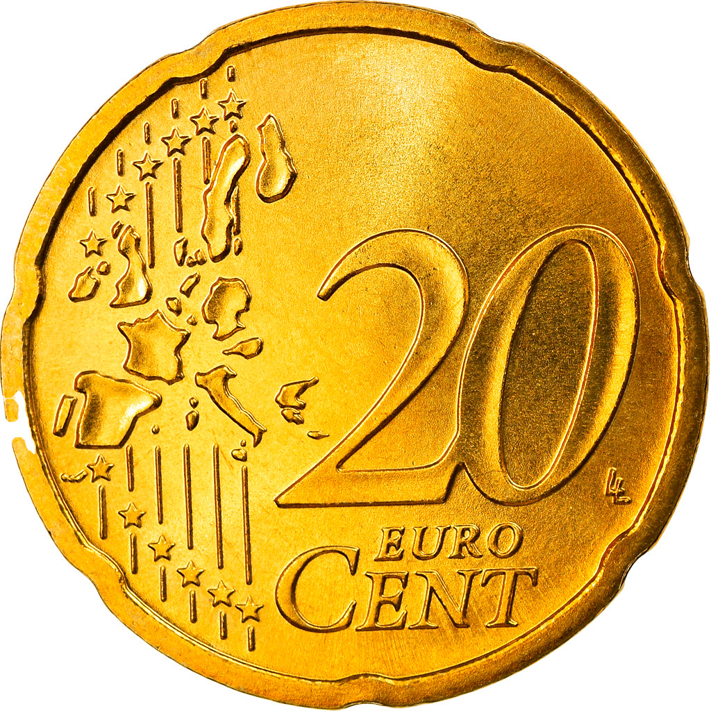 GERMANY - FEDERAL REPUBLIC, 20 Euro Cent, 2004, Berlin, MS(65-70), Brass, KM:211