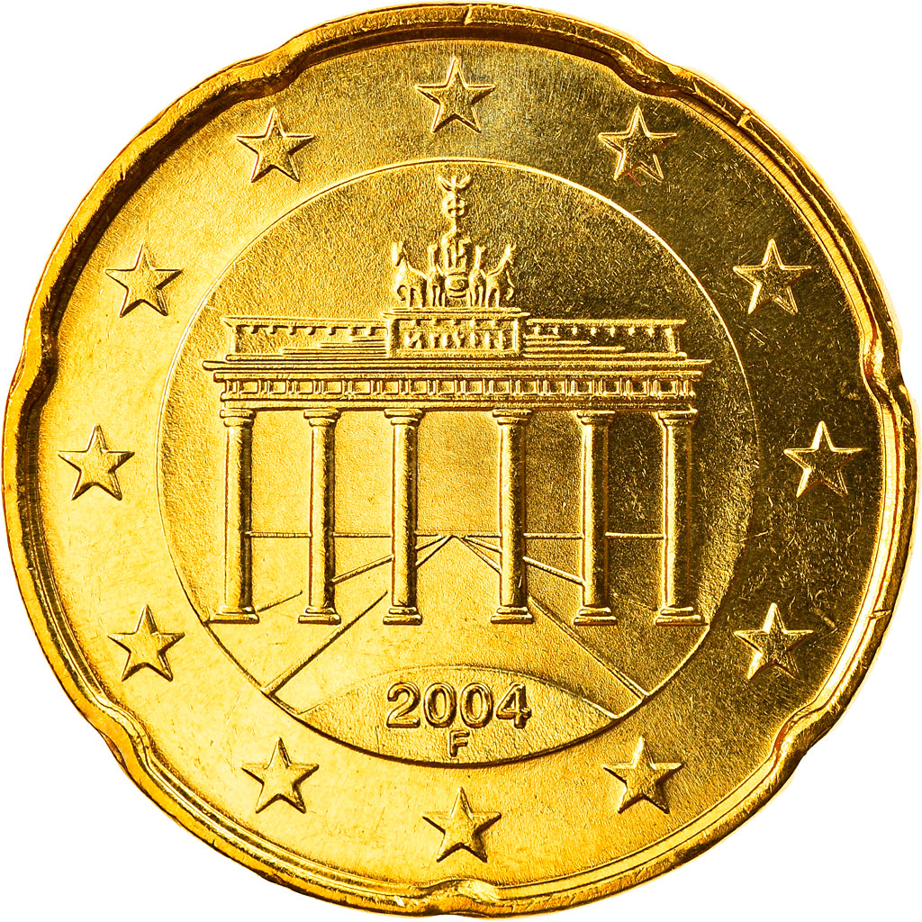 GERMANY - FEDERAL REPUBLIC, 20 Euro Cent, 2004, Stuttgart, MS(65-70), Brass