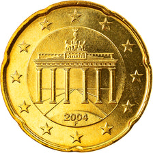 GERMANY - FEDERAL REPUBLIC, 20 Euro Cent, 2004, Stuttgart, MS(65-70), Brass