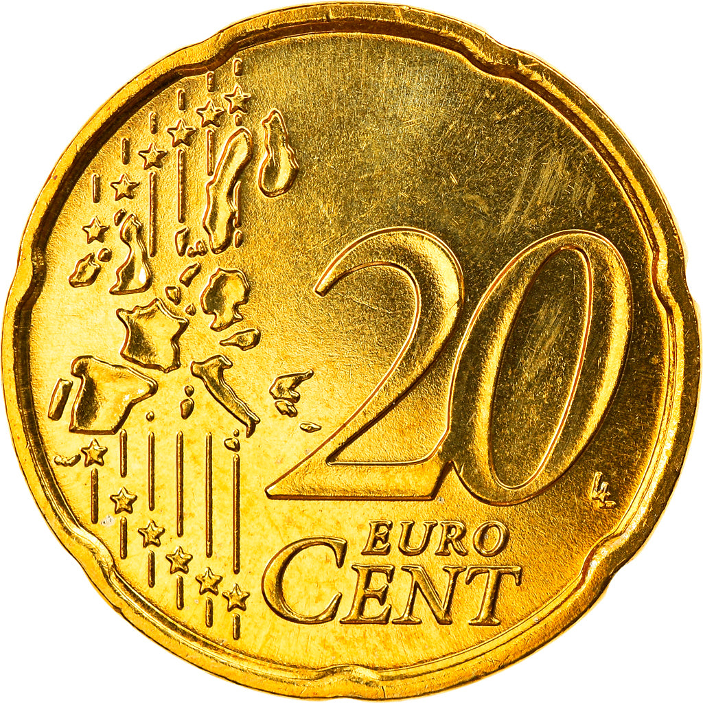 GERMANY - FEDERAL REPUBLIC, 20 Euro Cent, 2004, Stuttgart, MS(65-70), Brass