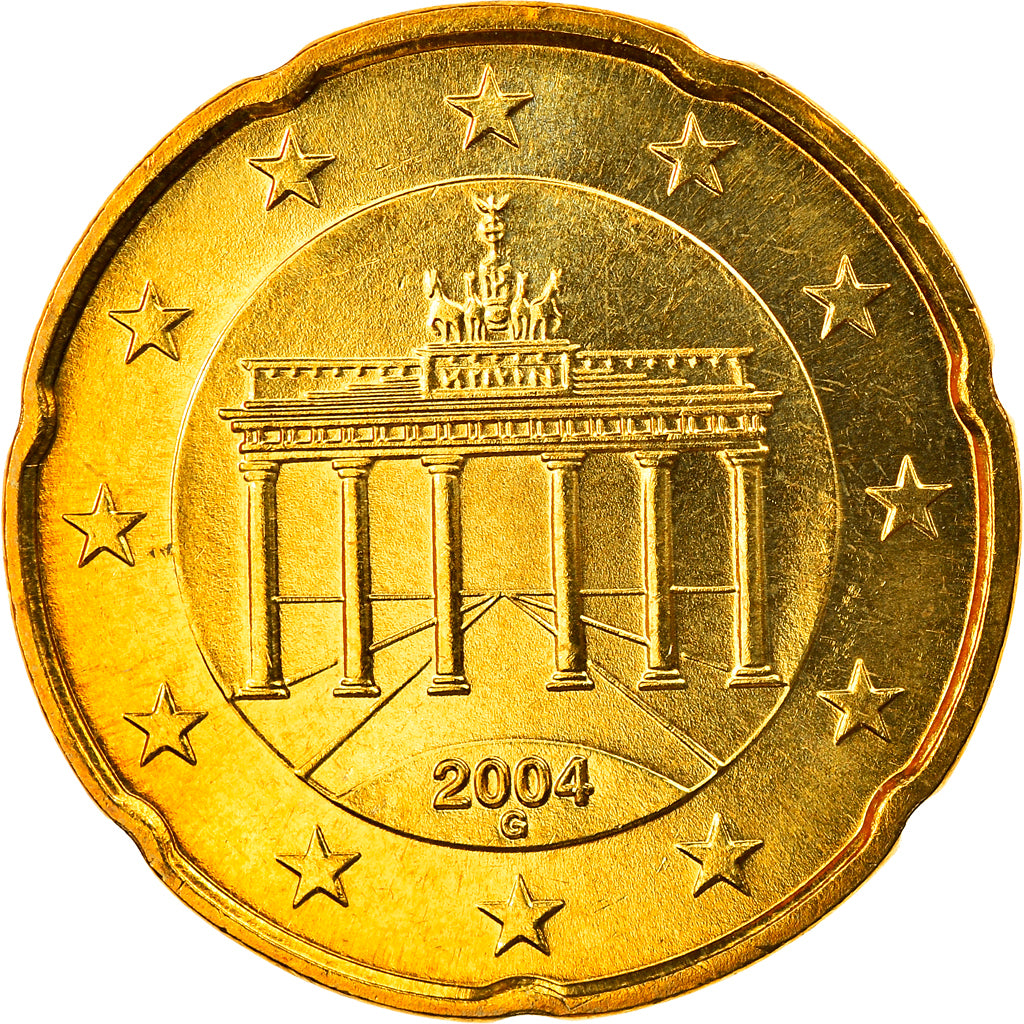 GERMANY - FEDERAL REPUBLIC, 20 Euro Cent, 2004, Karlsruhe, MS(65-70), Brass