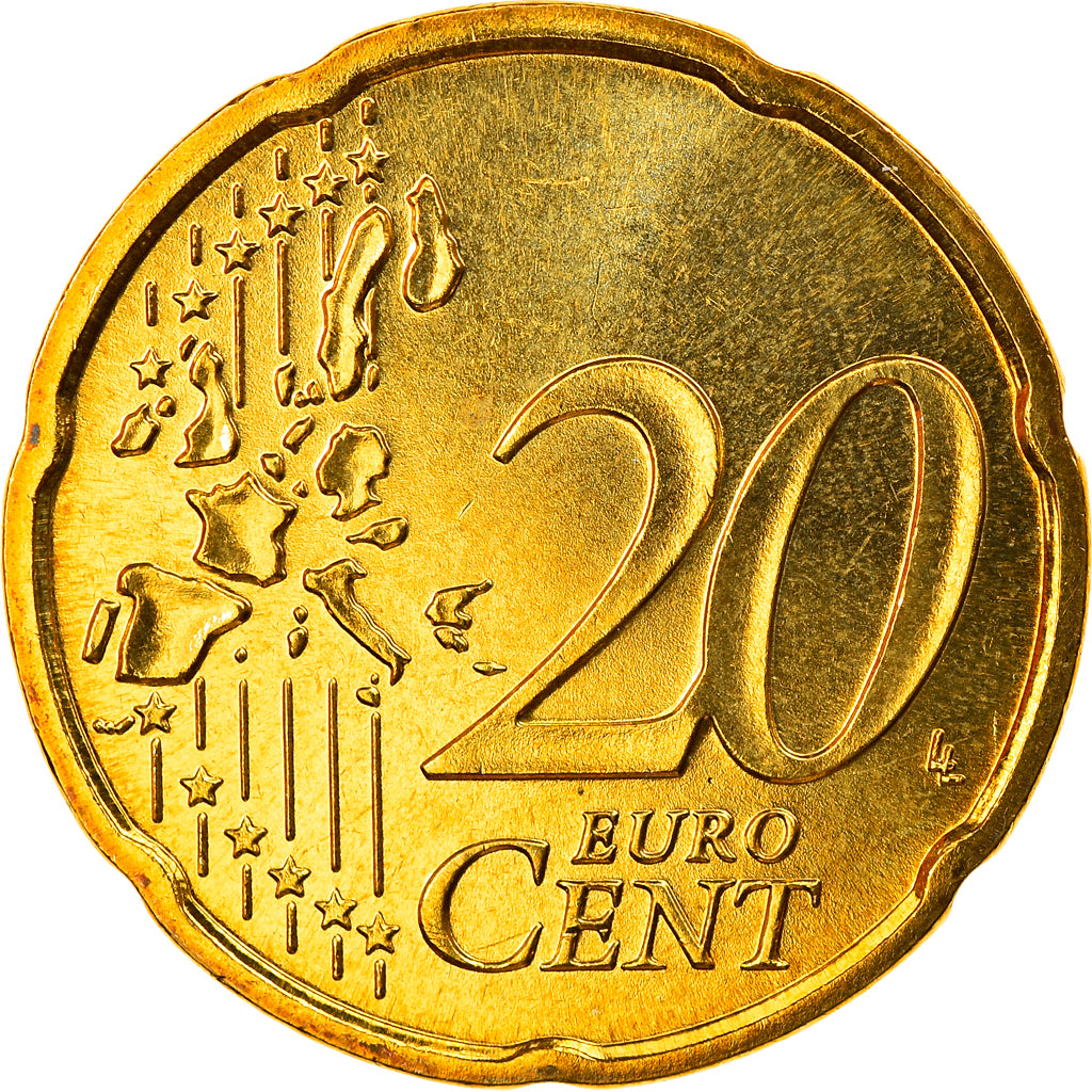 GERMANY - FEDERAL REPUBLIC, 20 Euro Cent, 2004, Karlsruhe, MS(65-70), Brass