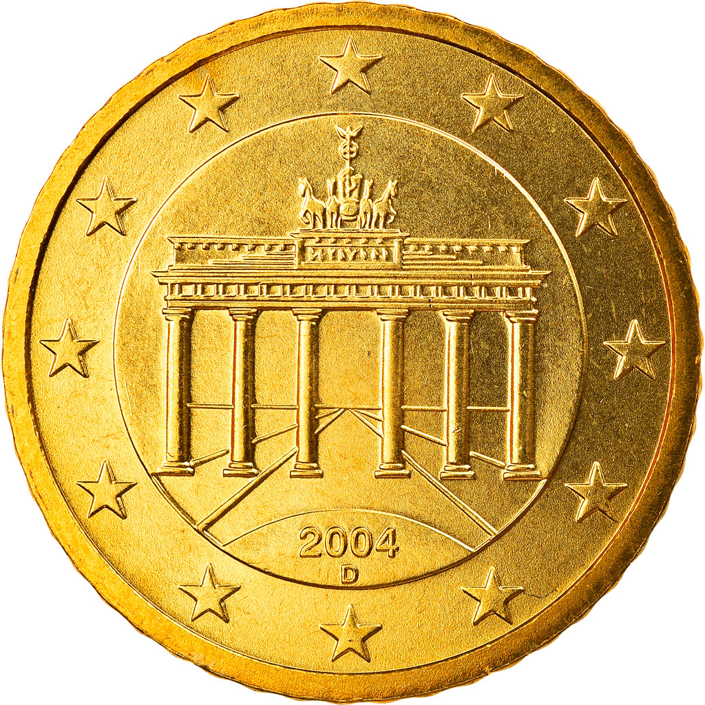 GERMANY - FEDERAL REPUBLIC, 50 Euro Cent, 2004, Munich, MS(65-70), Brass, KM:212