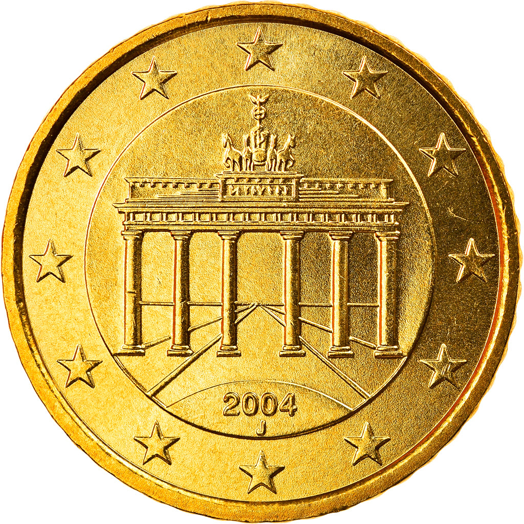 GERMANY - FEDERAL REPUBLIC, 50 Euro Cent, 2004, Hambourg, MS(65-70), Brass