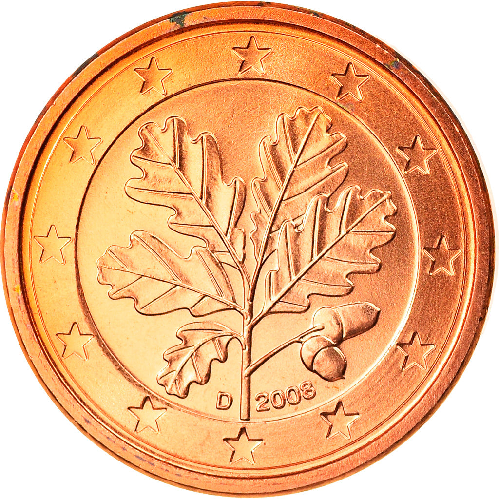 ALEMANHA - REPÚBLICA FEDERAL, Euro Cent, 2008, Munich, MS(65-70), Aço Cromado