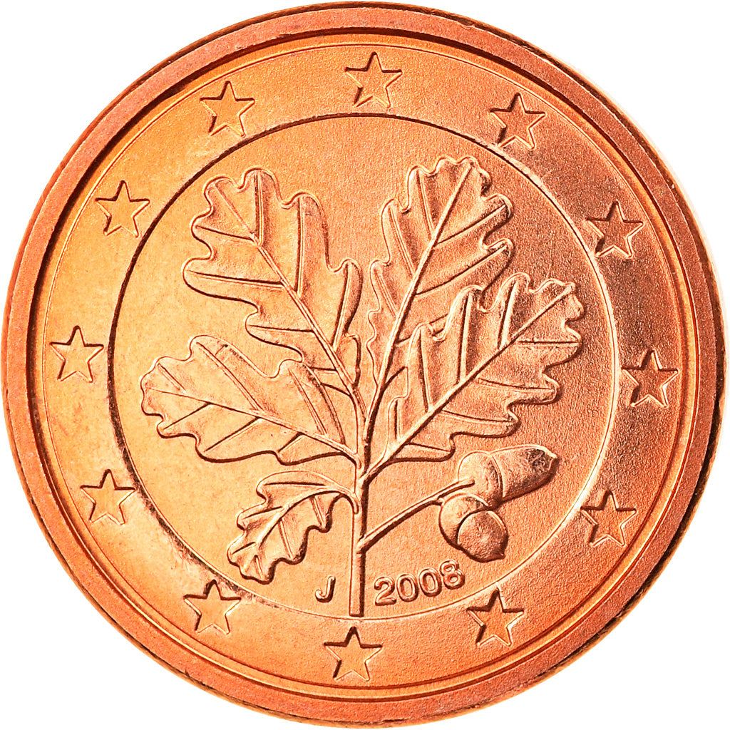 République fédérale allemande, Euro Cent, 2008, Hambourg, FDC, Copper Plated