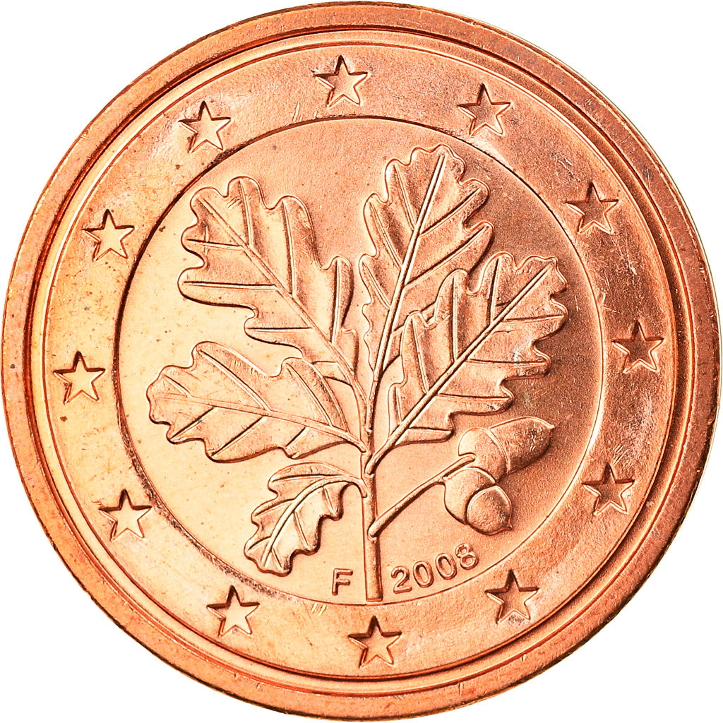 République fédérale allemande, 2 Euro Cent, 2008, Stuttgart, FDC, Copper