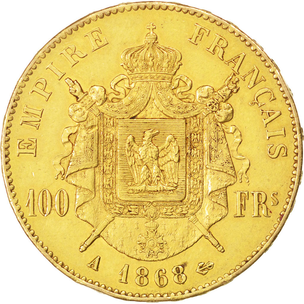 FRANCE, 100 Francs Or, 1868, Paris, KM #802.1, AU(55-58), Gold, Gadoury #1136,..