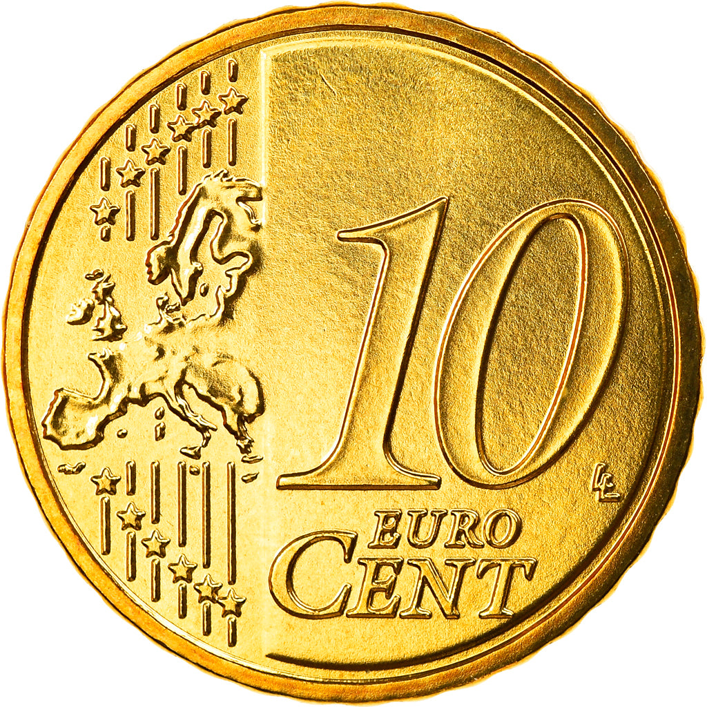 GERMANY - FEDERAL REPUBLIC, 10 Euro Cent, 2008, Munich, MS(65-70), Brass, KM:254