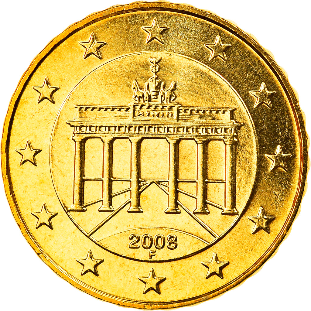 GERMANY - FEDERAL REPUBLIC, 10 Euro Cent, 2008, Stuttgart, MS(65-70), Brass