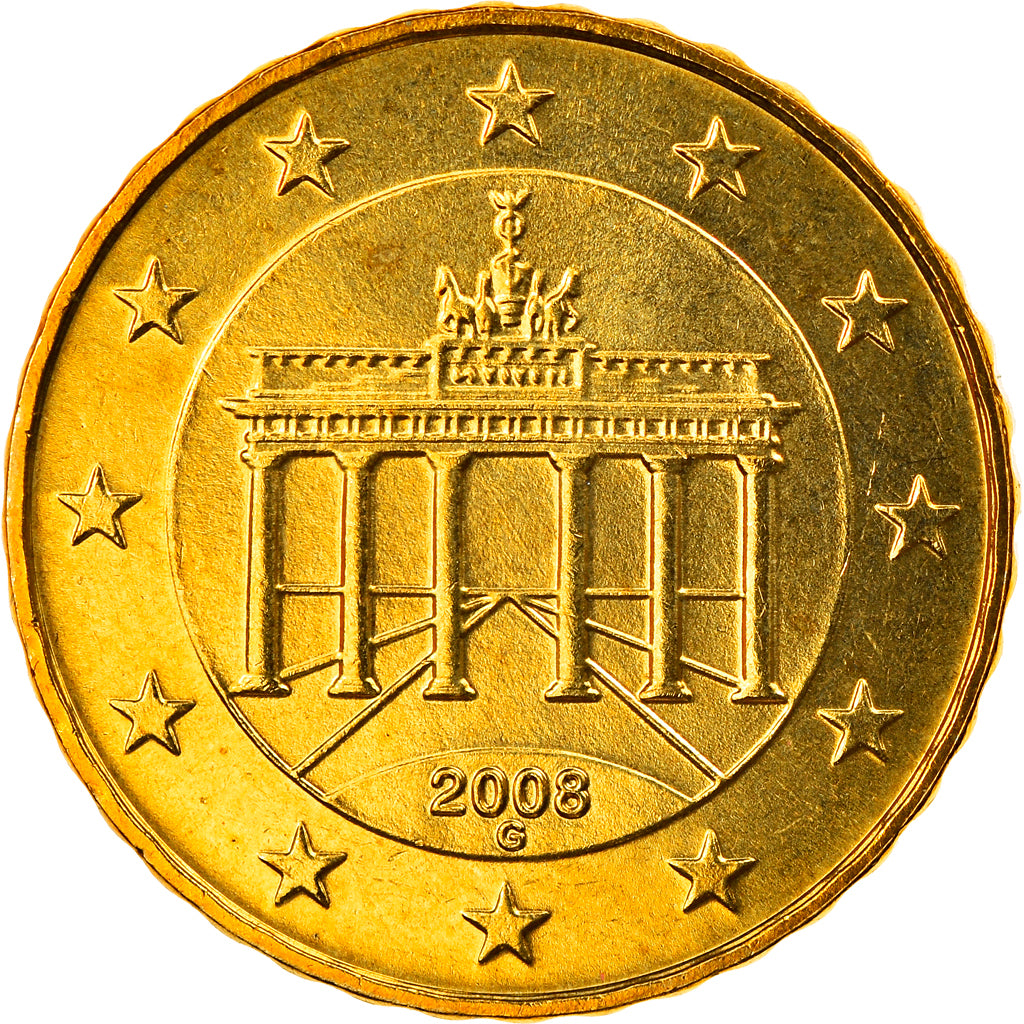 GERMANY - FEDERAL REPUBLIC, 10 Euro Cent, 2008, Karlsruhe, MS(65-70), Brass
