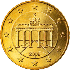 GERMANY - FEDERAL REPUBLIC, 10 Euro Cent, 2008, Hambourg, MS(65-70), Brass