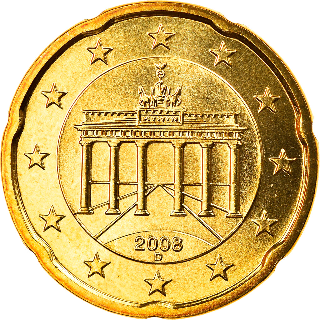 République fédérale allemande, 20 Euro Cent, 2008, Munich, FDC, Laiton