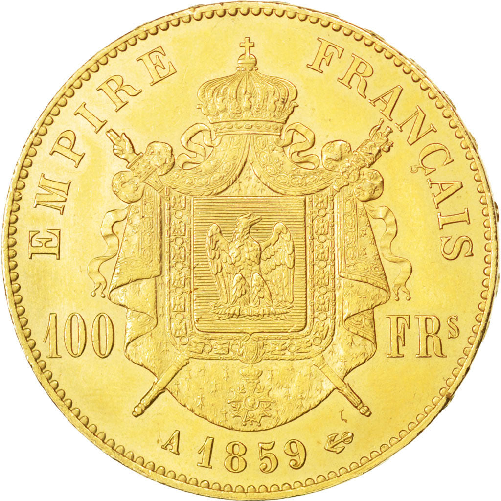 FRANCE, Napoléon III, 100 Francs, 1859, Paris, Gold, PCGS MS64, KM 786.1