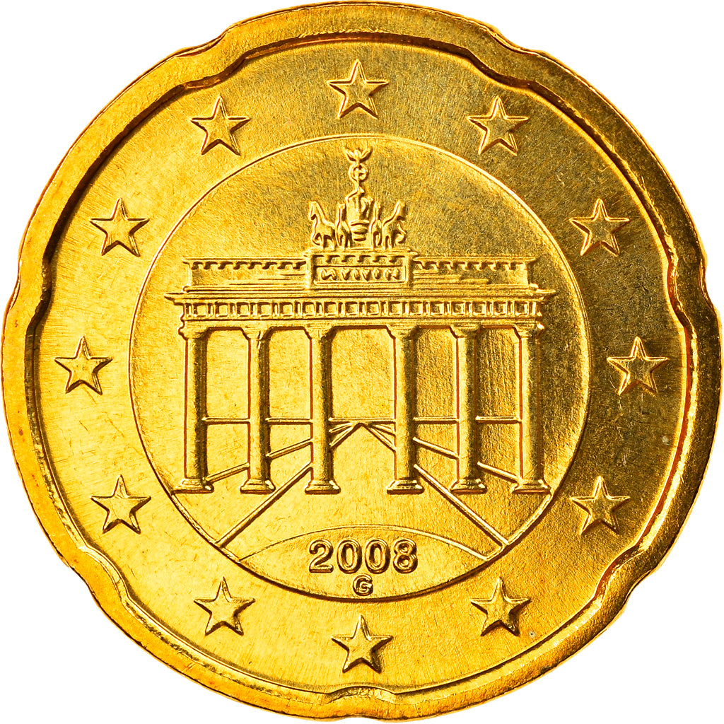 Bundesrepublik Deutschland, 20 Euro Cent, 2008, Karlsruhe, STGL, Messing, KM:255