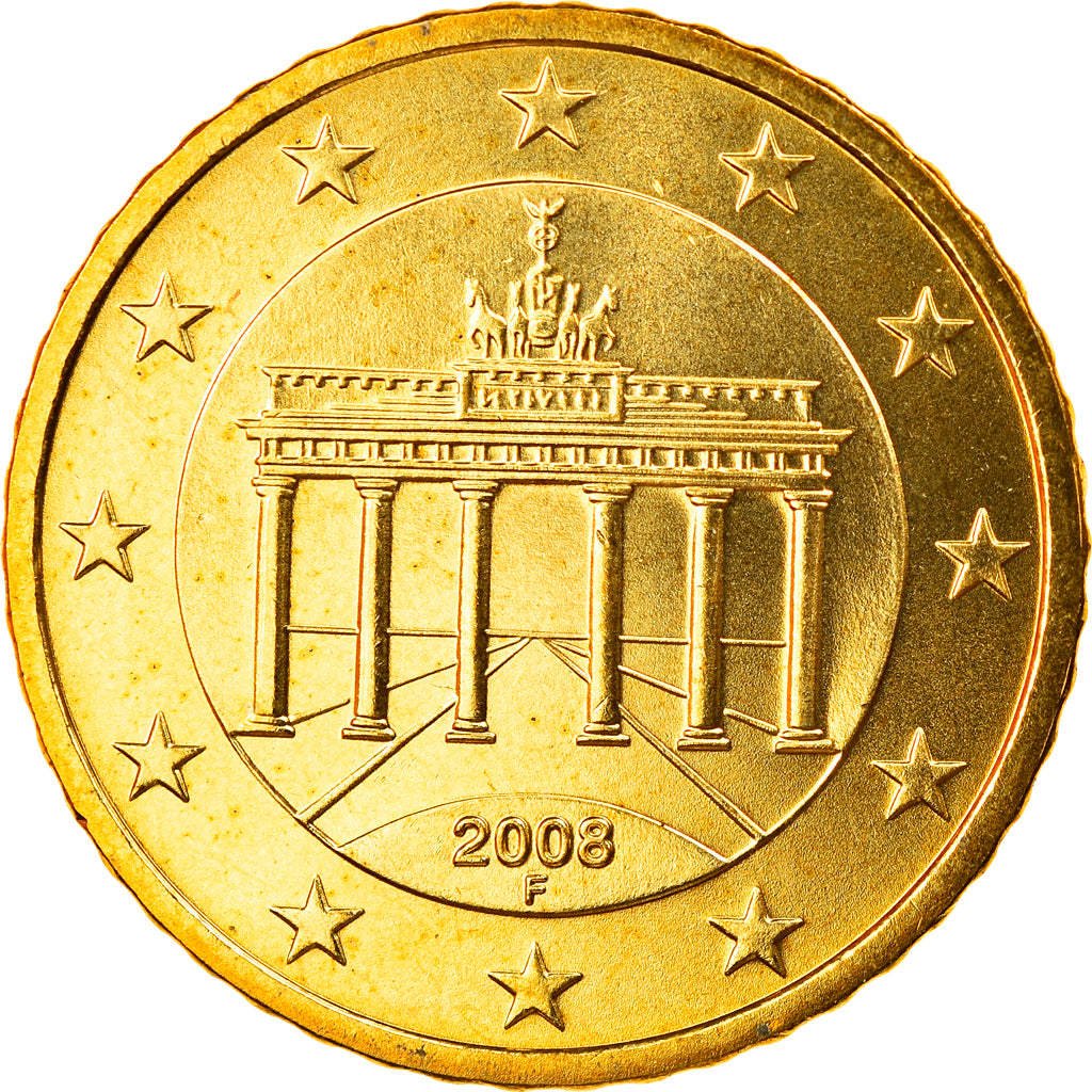 GERMANY - FEDERAL REPUBLIC, 50 Euro Cent, 2008, Stuttgart, MS(65-70), Brass