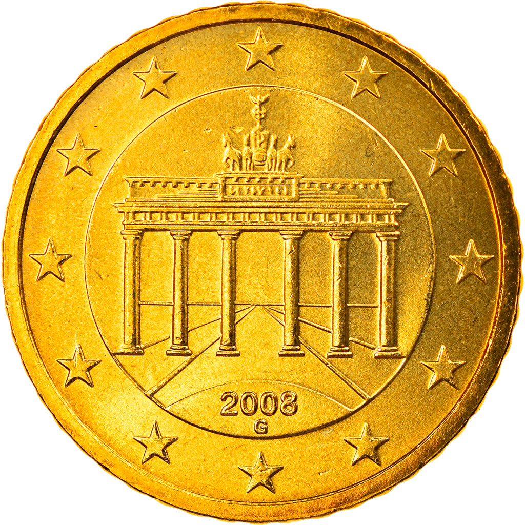 GERMANY - FEDERAL REPUBLIC, 50 Euro Cent, 2008, Karlsruhe, MS(65-70), Brass