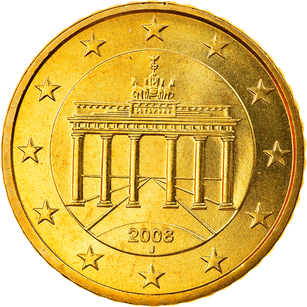 GERMANY - FEDERAL REPUBLIC, 50 Euro Cent, 2008, Hambourg, MS(65-70), Brass