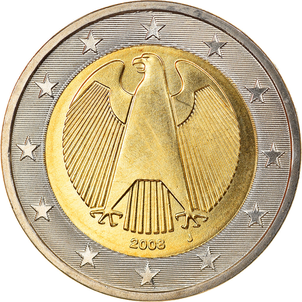 GERMANY - FEDERAL REPUBLIC, 2 Euro, 2008, Hambourg, MS(65-70), Bi-Metallic
