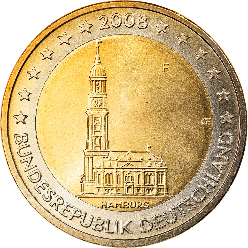 GERMANY - FEDERAL REPUBLIC, 2 Euro, 2008, Stuttgart, MS(65-70), Bi-Metallic