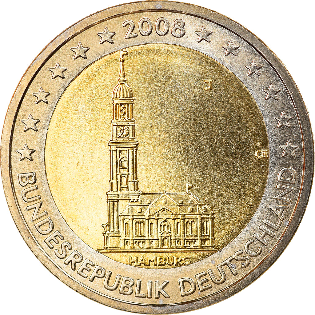 GERMANIA - REPUBBLICA FEDERALE, 2 Euro, 2008, Hambourg, FDC, Bi-metallico