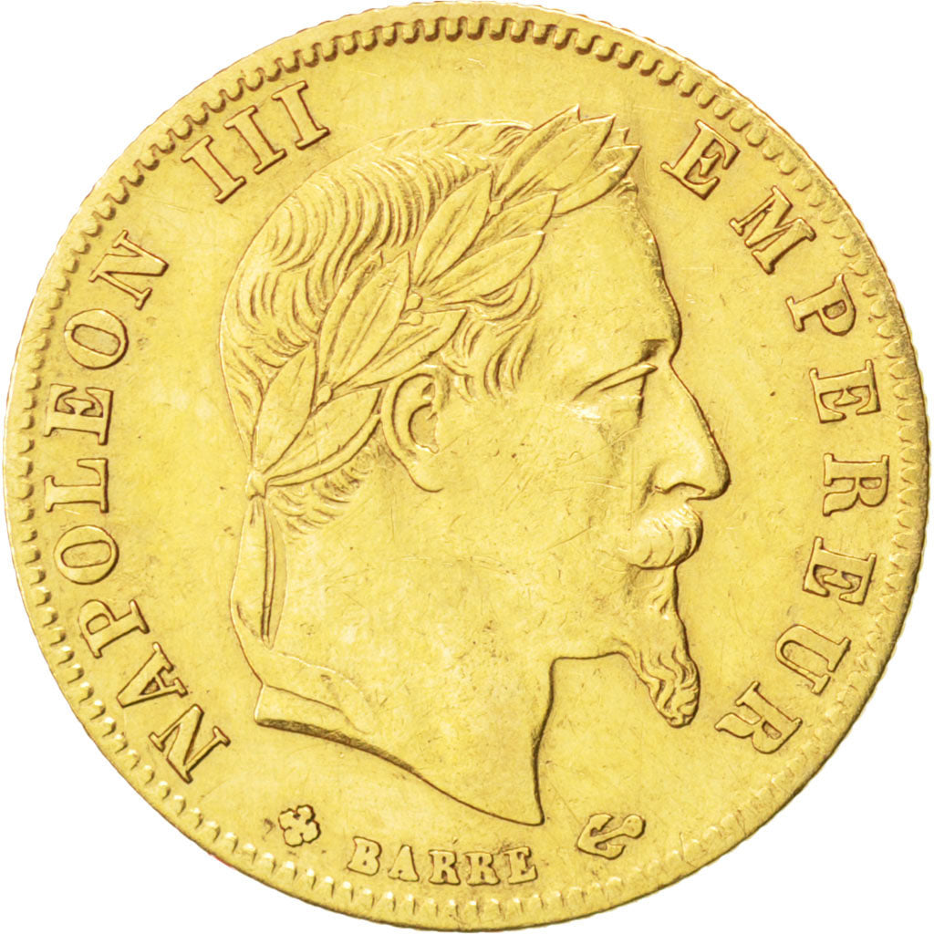 FRANCE, Napoléon III, 5 Francs, 1868, Strasbourg, KM #803.2, AU(50-53), Gold, G.