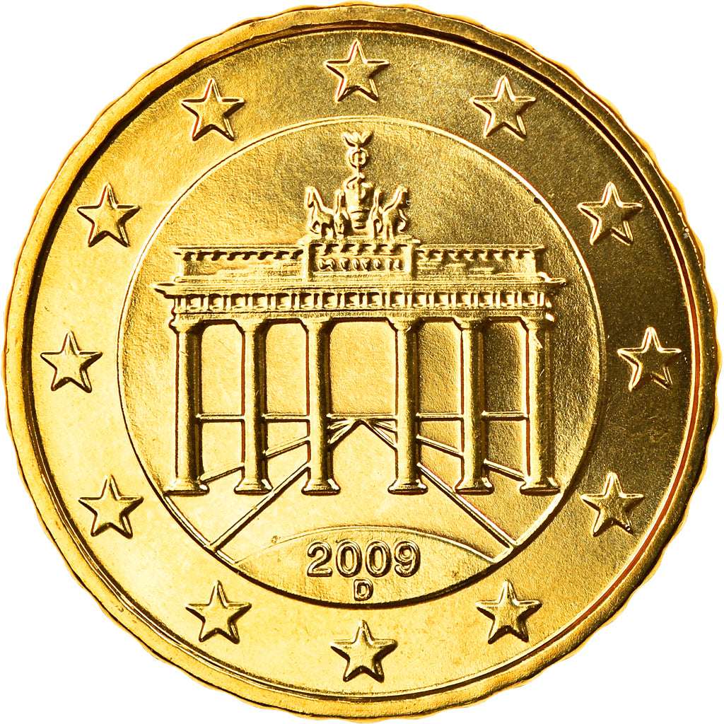 GERMANY - FEDERAL REPUBLIC, 10 Euro Cent, 2009, Munich, MS(65-70), Brass, KM:254