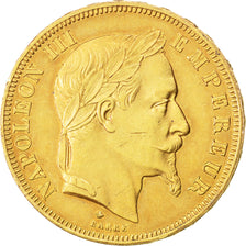 Second Empire, 50 Francs Or, Napoléon III tête laurée, 1868 A, KM 804.1