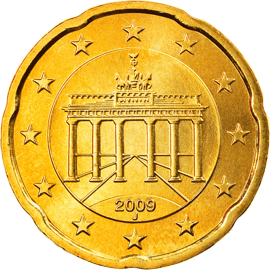 ALEMANHA - REPÚBLICA FEDERAL, 20 Euro Cent, 2009, Hambourg, MS(65-70), Latão