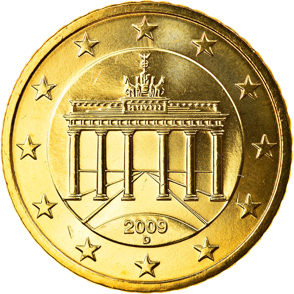 GERMANY - FEDERAL REPUBLIC, 50 Euro Cent, 2009, Munich, MS(65-70), Brass, KM:256