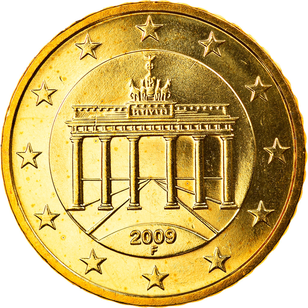 GERMANY - FEDERAL REPUBLIC, 50 Euro Cent, 2009, Stuttgart, MS(65-70), Brass