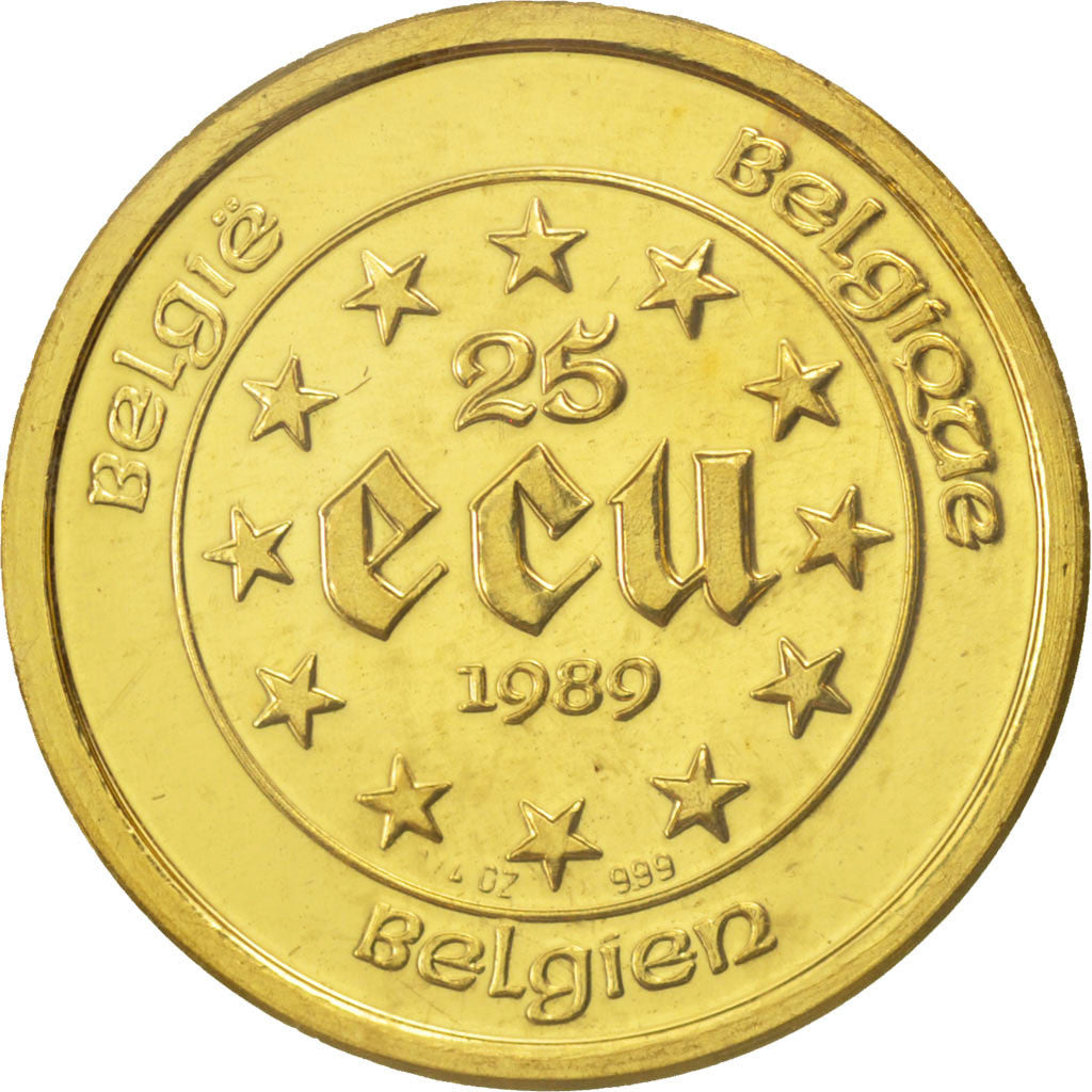 Münze, Belgien, 25 Ecu, 1989, STGL, Gold, KM:173