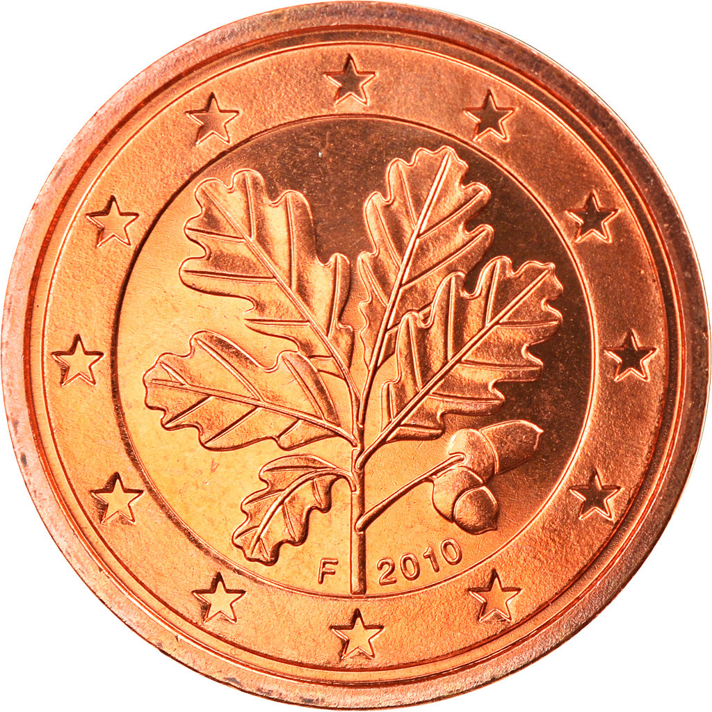 GERMANY - FEDERAL REPUBLIC, 2 Euro Cent, 2010, Stuttgart, MS(65-70), Copper