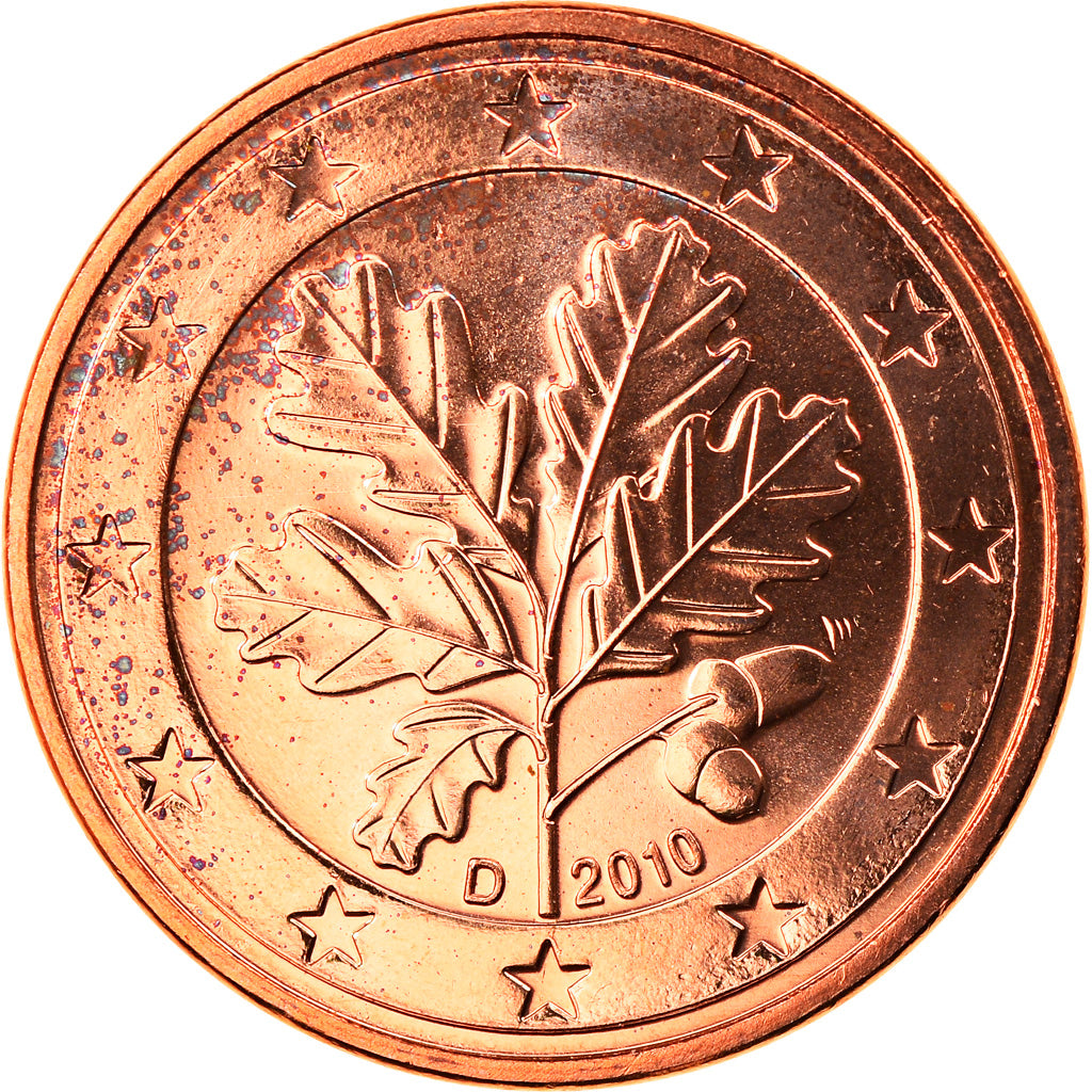 GERMANY - FEDERAL REPUBLIC, 5 Euro Cent, 2010, Munich, MS(65-70), Copper Plated