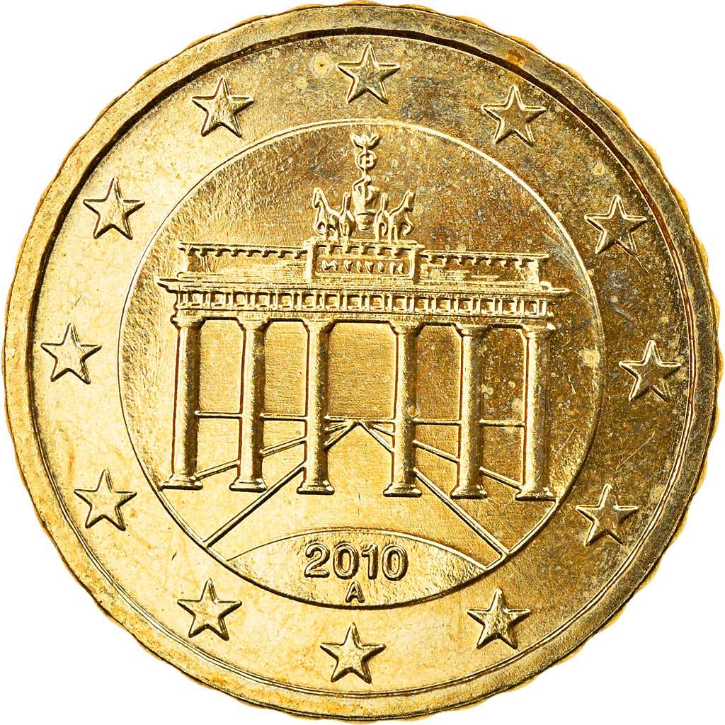 GERMANY - FEDERAL REPUBLIC, 10 Euro Cent, 2010, Berlin, MS(65-70), Brass, KM:254