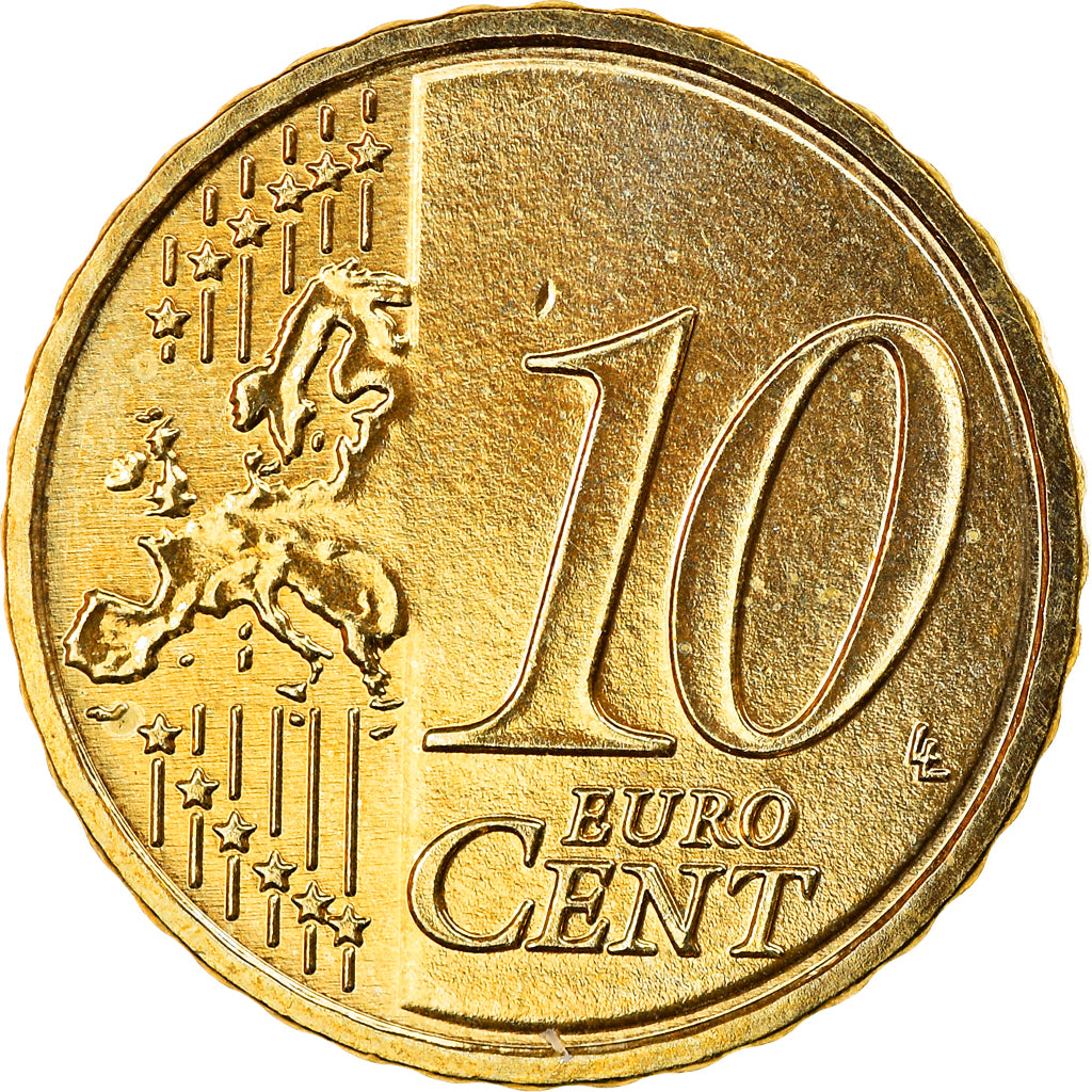 GERMANY - FEDERAL REPUBLIC, 10 Euro Cent, 2010, Berlin, MS(65-70), Brass, KM:254