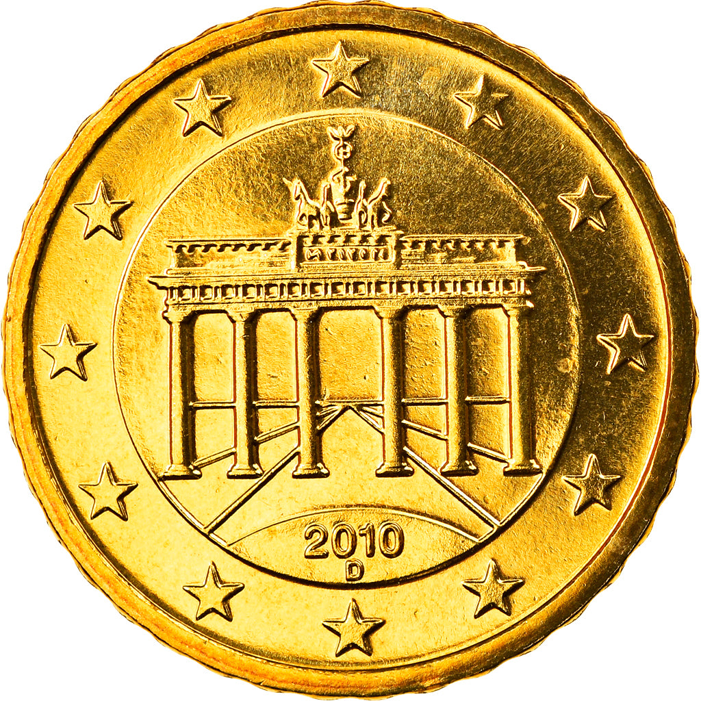 ALEMANHA - REPÚBLICA FEDERAL, 10 Euro Cent, 2010, Munich, MS(65-70), Latão