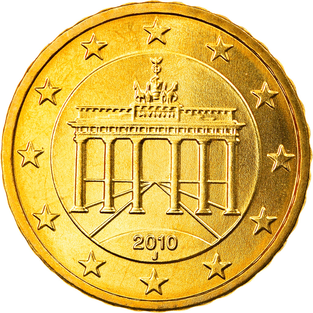 Niemcy - RFN, 10 Euro Cent, 2010, Hambourg, MS(65-70), Mosiądz, KM:254