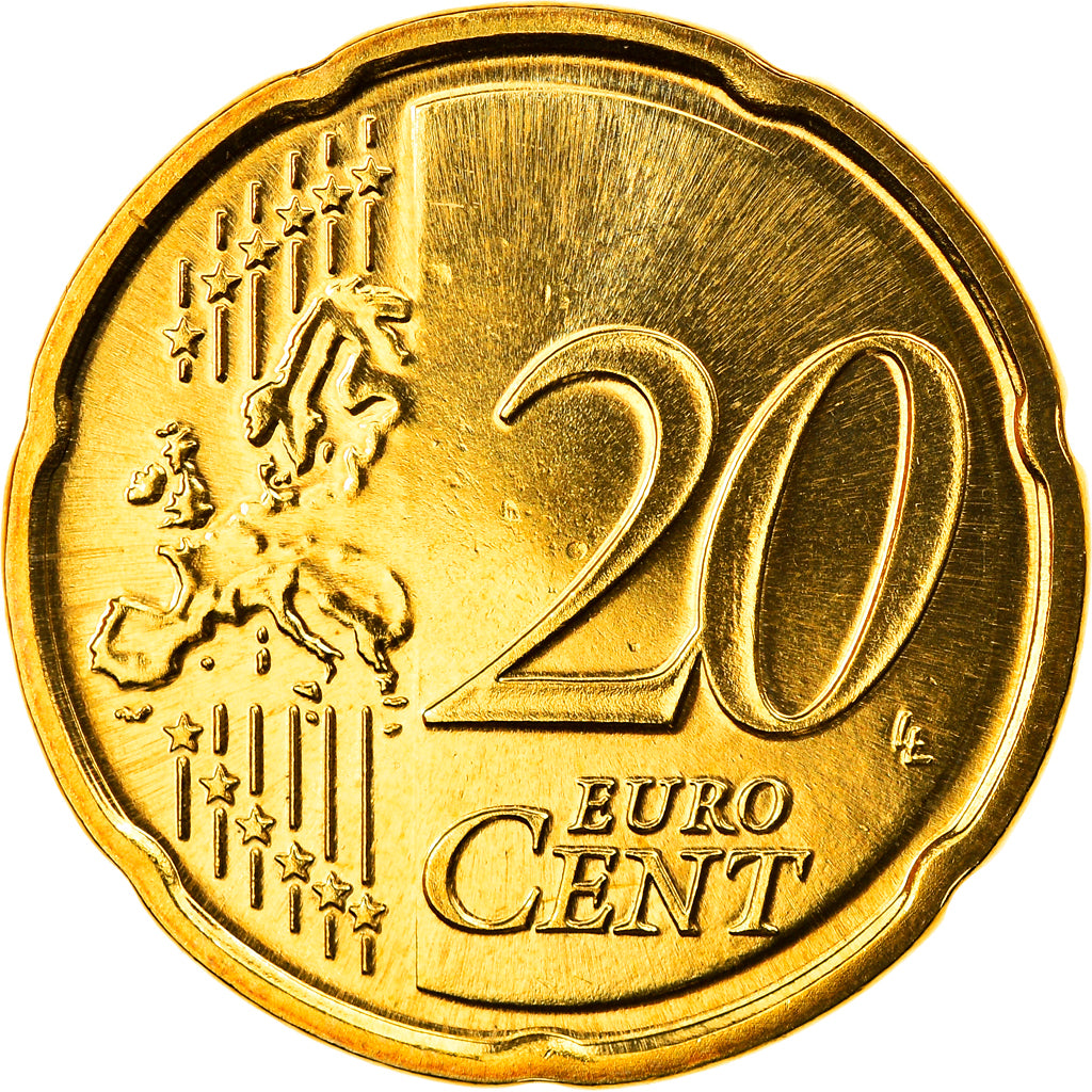GERMANY - FEDERAL REPUBLIC, 20 Euro Cent, 2010, Munich, MS(65-70), Brass, KM:255