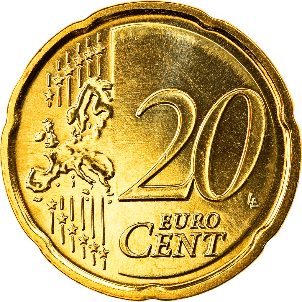 GERMANY - FEDERAL REPUBLIC, 20 Euro Cent, 2010, Stuttgart, MS(65-70), Brass