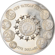 Moneta, Liberia, New Vatican coins, 5 Dollars, 2002, MS(63), Miedź-Nikiel